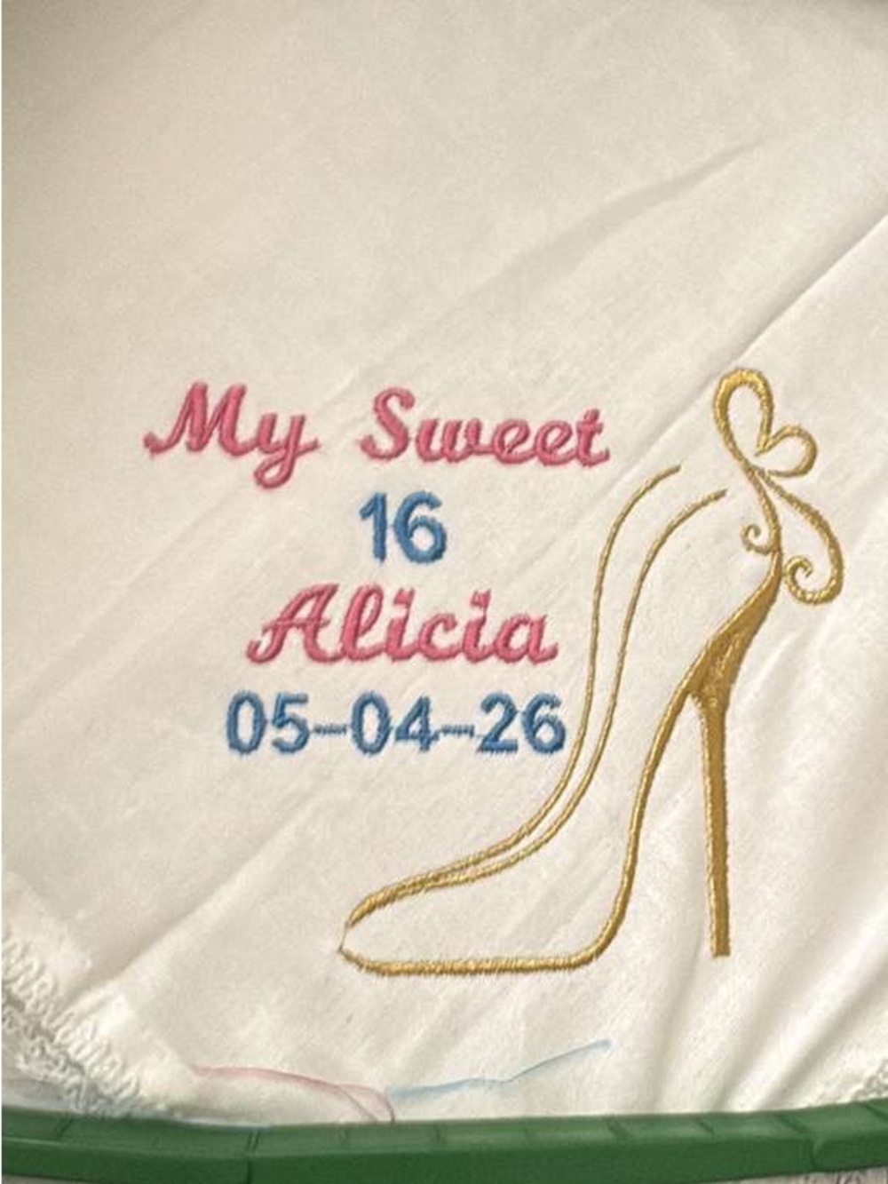Personalized White Sweet 16 Embroidered Robe with Gold Heel